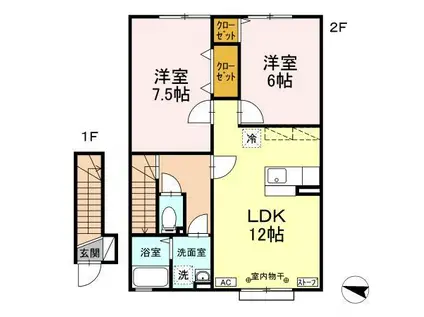 グランモア石江(2LDK/2階)の間取り写真