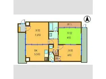 アクアポリスランドマーク2000(3DK/6階)の間取り写真