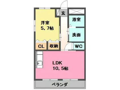 パークウィンズ長良(1LDK/2階)の間取り写真