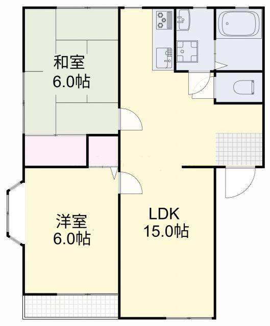 瑞穂の里C(2LDK/1階)の間取り写真