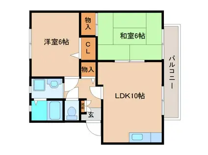 ローレルIIA(2LDK/2階)の間取り写真