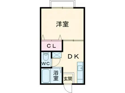パールハイツ宮町(1DK/2階)の間取り写真
