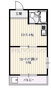 カンノンコーポ(1DK/2階)の間取り写真