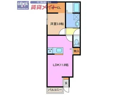 ウルバーノIII(1LDK/1階)の間取り写真