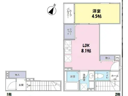 LEGUME AIL GRAISSE(1LDK/2階)の間取り写真