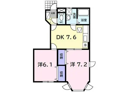 キングパレス II(2DK/1階)の間取り写真