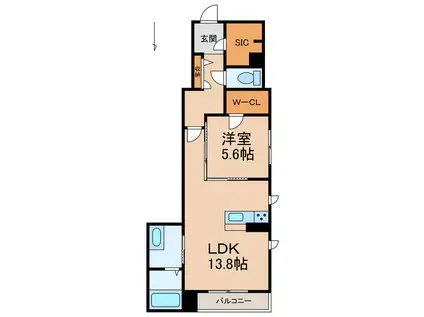 シャーメゾン黒田(1LDK/2階)の間取り写真