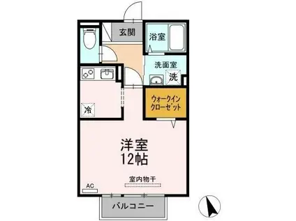 ル・ヴァン・クレールA棟(ワンルーム/2階)の間取り写真