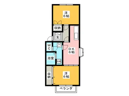 ビィー・ウィステリア(2DK/2階)の間取り写真