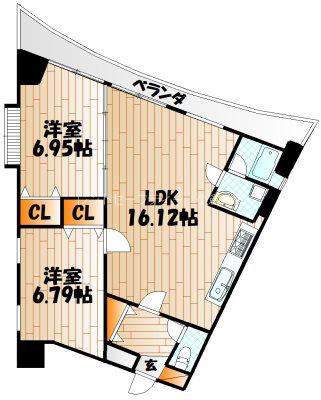 BRIS中井(2LDK/8階)の間取り写真