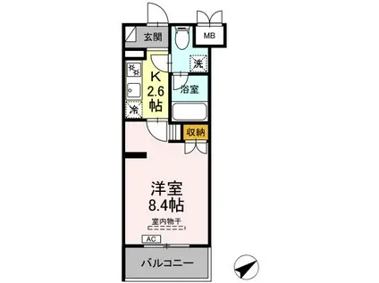 CINZA若林(1K/4階)の間取り写真