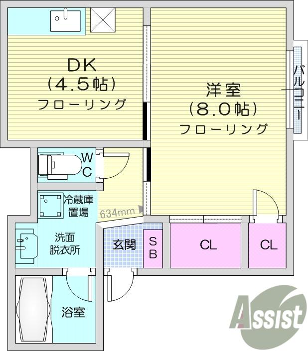 アーバンドエル鈴木(1DK/2階)の間取り写真