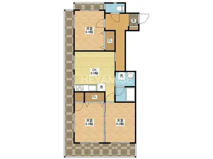 ブリリアント竹尾(3LDK/4階)の間取り写真