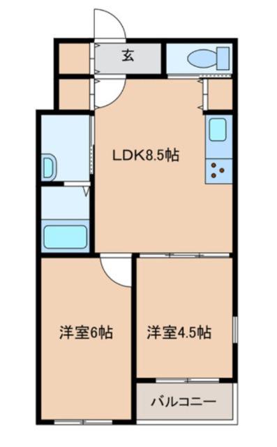 MUSES花園本町(2DK/3階)の間取り写真