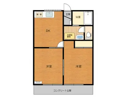 メルベーユII(2DK/1階)の間取り写真