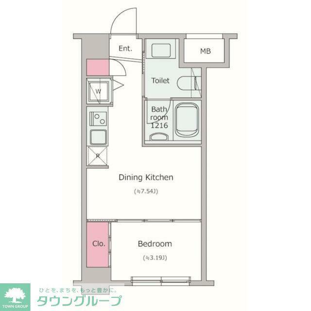 レジディア新川(1DK/2階)の間取り写真