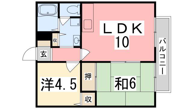 アーバンライフ吉田 A棟(2LDK/1階)の間取り写真