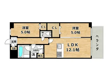 スプランディッドイレブン(2LDK/2階)の間取り写真