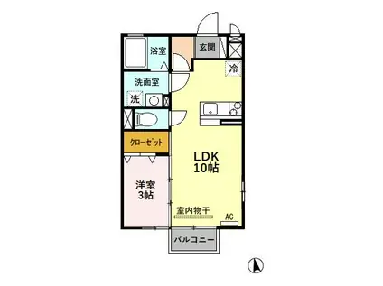 PETIT RIVIERE(1LDK/2階)の間取り写真