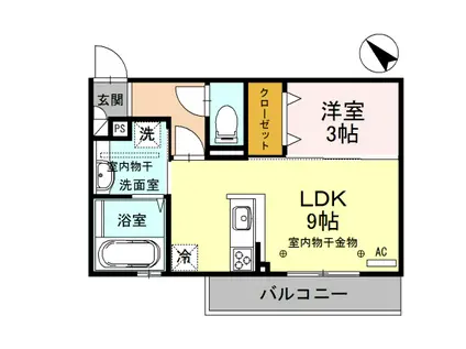 MAIRO(1LDK/3階)の間取り写真