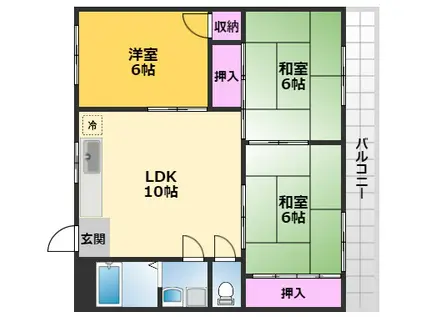 T.Mペガサス(3LDK/3階)の間取り写真