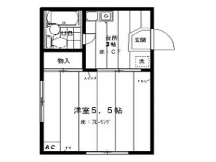 サマックス・アビタシオン(1K/2階)の間取り写真