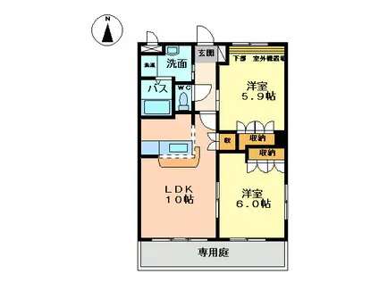 クレール(2LDK/1階)の間取り写真