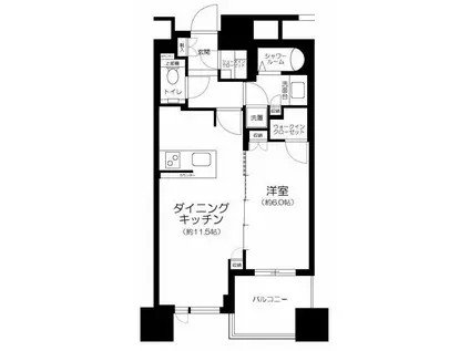 ドゥ・トゥール イースト棟(1LDK/47階)の間取り写真