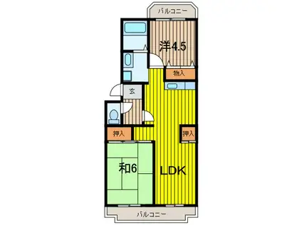 クレスト松原(2LDK/2階)の間取り写真