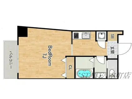 GRAND―K靭公園(1K/3階)の間取り写真