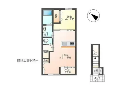羽生市西スターテラスII・L(1LDK/2階)の間取り写真