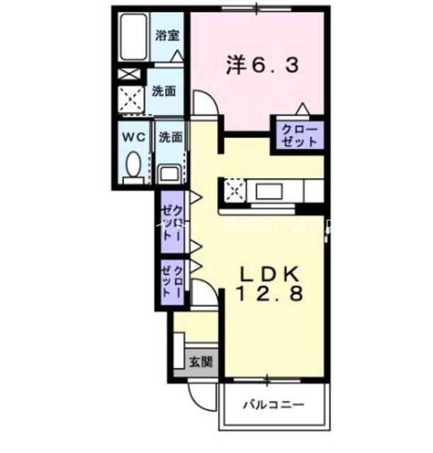 ストラーレ 牛川(1LDK/1階)の間取り写真