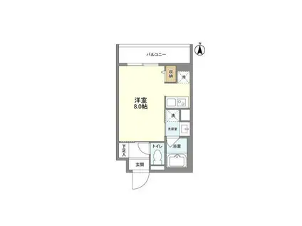 パルムクレスト武蔵小山 サウス棟(ワンルーム/1階)の間取り写真