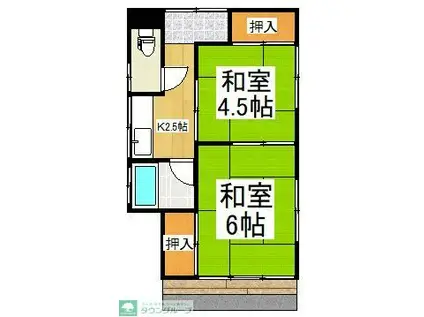 三上荘A(2K/1階)の間取り写真