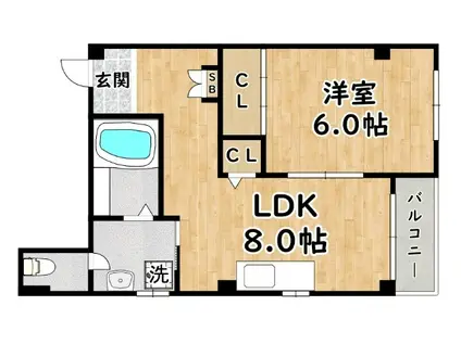 SOLEIL(1LDK/3階)の間取り写真