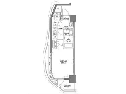 ザ・パークハビオSOHO祐天寺(1K/2階)の間取り写真