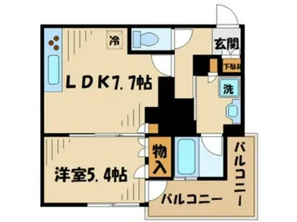 リビオタワー小田急相模原レジデンス(1LDK/9階)の間取り写真