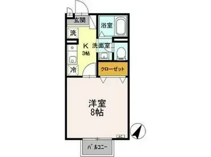 棒屋第3住吉ハイツ(1K/2階)の間取り写真