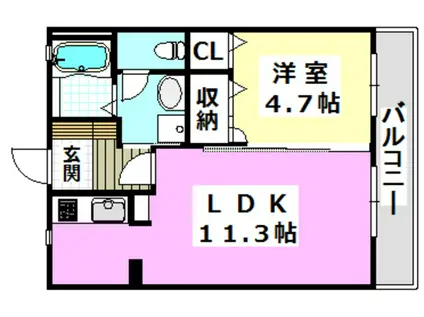 シャーメゾン北春日丘A棟(1LDK/2階)の間取り写真