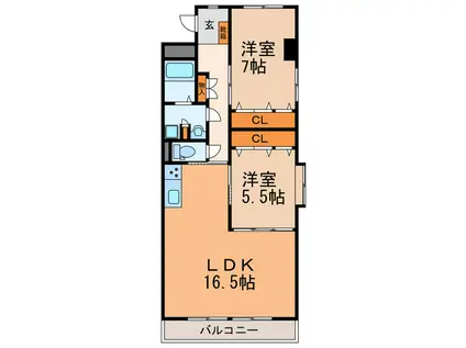 ウィンザ-K&Y(2LDK/2階)の間取り写真