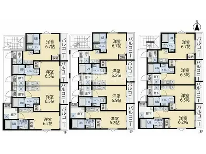 うみかぜハイツII(ワンルーム/1階)の間取り写真
