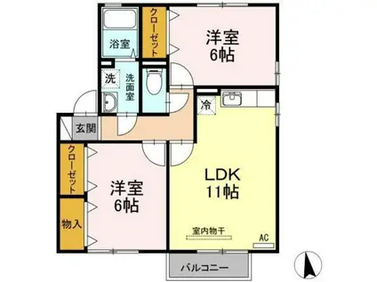 グリーンヒルズ(2LDK/2階)の間取り写真