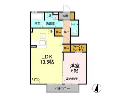 ソレアード A(1LDK/1階)の間取り写真