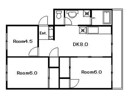 レイクサイドハイツC(3DK/4階)の間取り写真