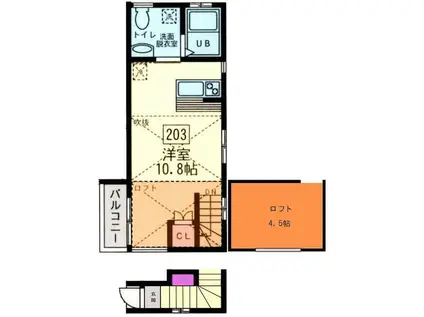 トレフル(1K/2階)の間取り写真