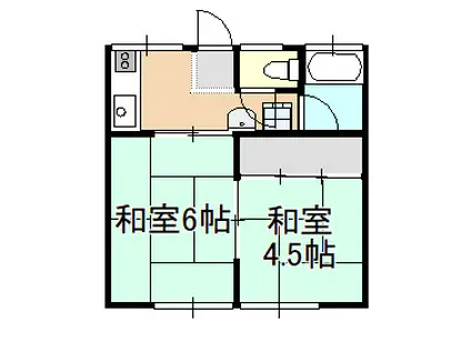 藤原コーポ(2K/1階)の間取り写真