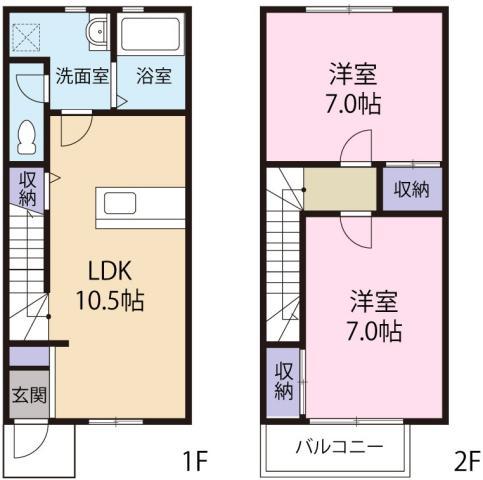 フローラハイツ(2LDK/1階)の間取り写真