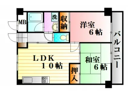 ハーシオンフルタII(2LDK/2階)の間取り写真
