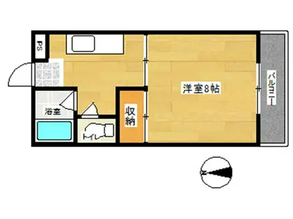 サンパレス美須々(1K/2階)の間取り写真