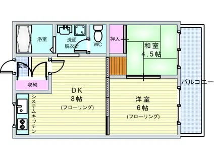 フェニックス豊中II(2DK/3階)の間取り写真